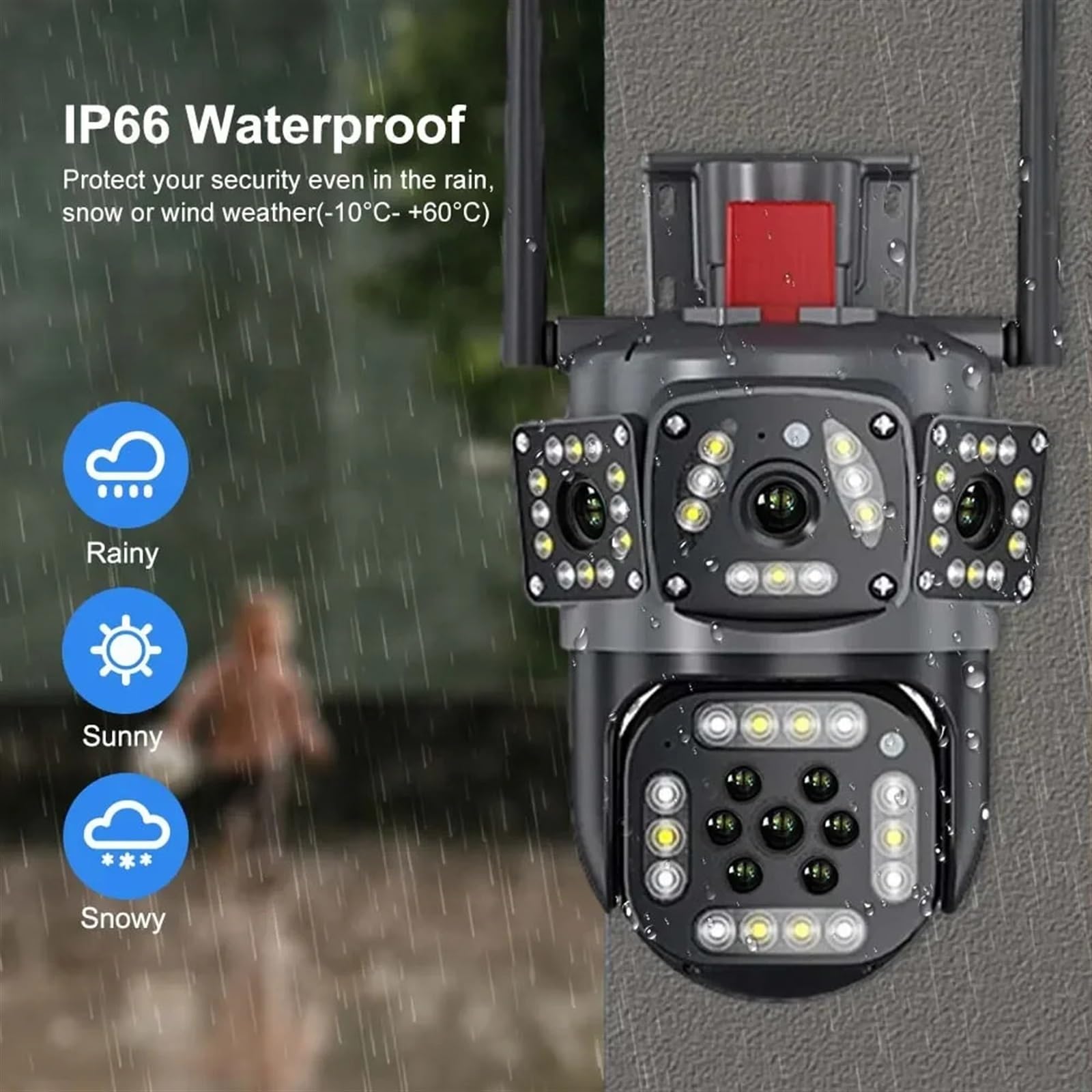 Kamera bezpieczeństwa zewnętrzna, Kamera uliczna IP 6K 12MP Zewnętrzny nadzór wideo 360° Ochrona bezpieczeństwa Trzy ekrany AI Śledzenie Kamera survivalowa Kamera bezpieczeństwa domowego WiFi z widoki
