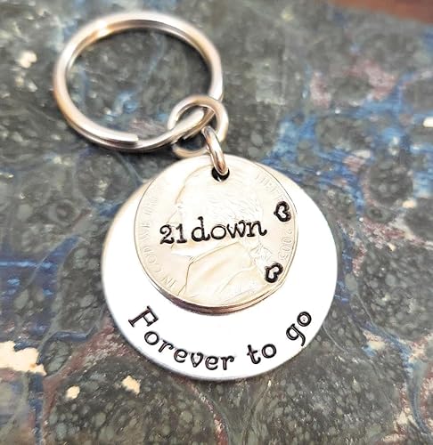 Miniatura 4 de 2003 Nickel Key Chain for Your Traditional 21st Anniversary 21 Down and Forever To Go