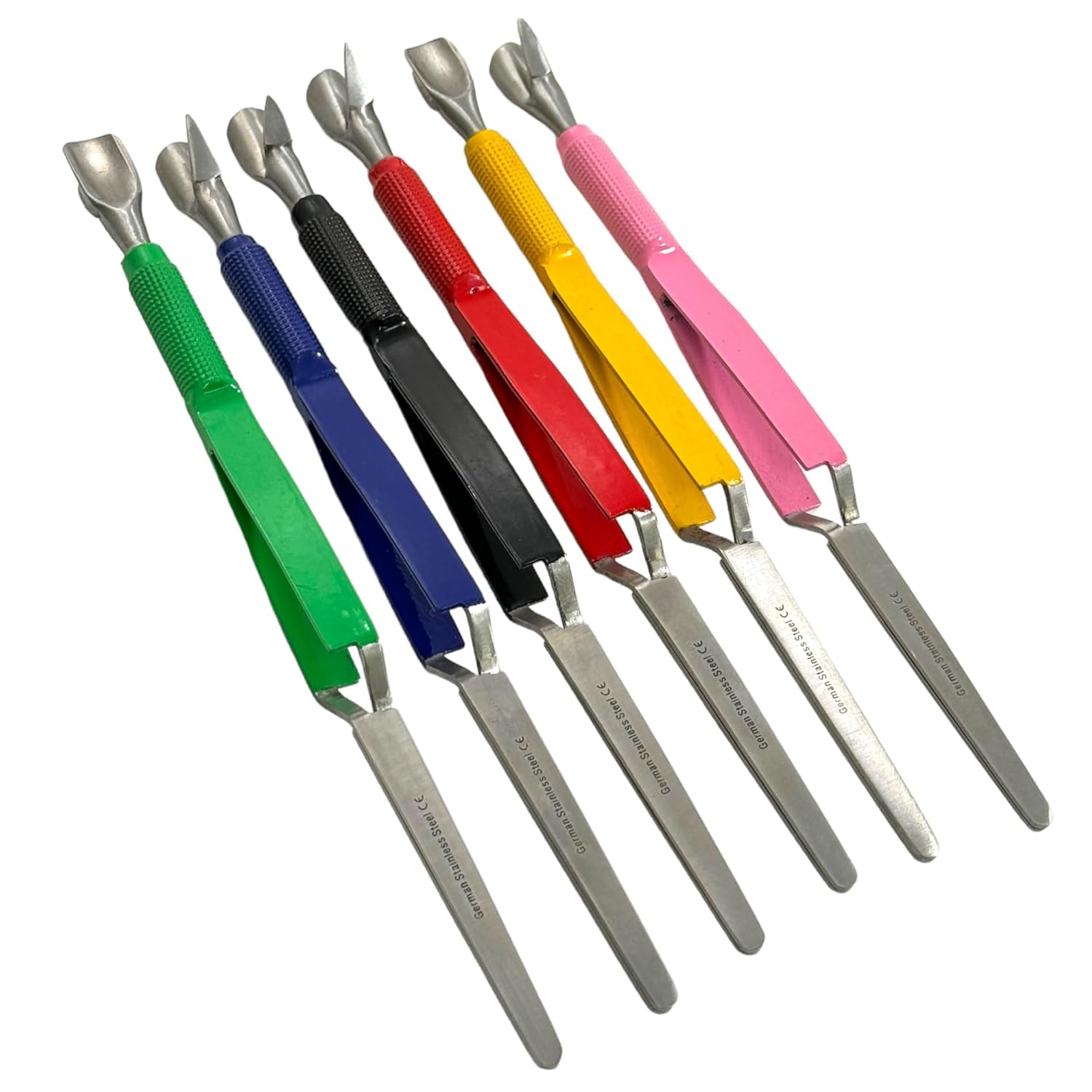 Nail Pincher Tools Cutticle Pusher for Acrylic Nails and False Nails Shaping Set of 6 - German Stainless CE