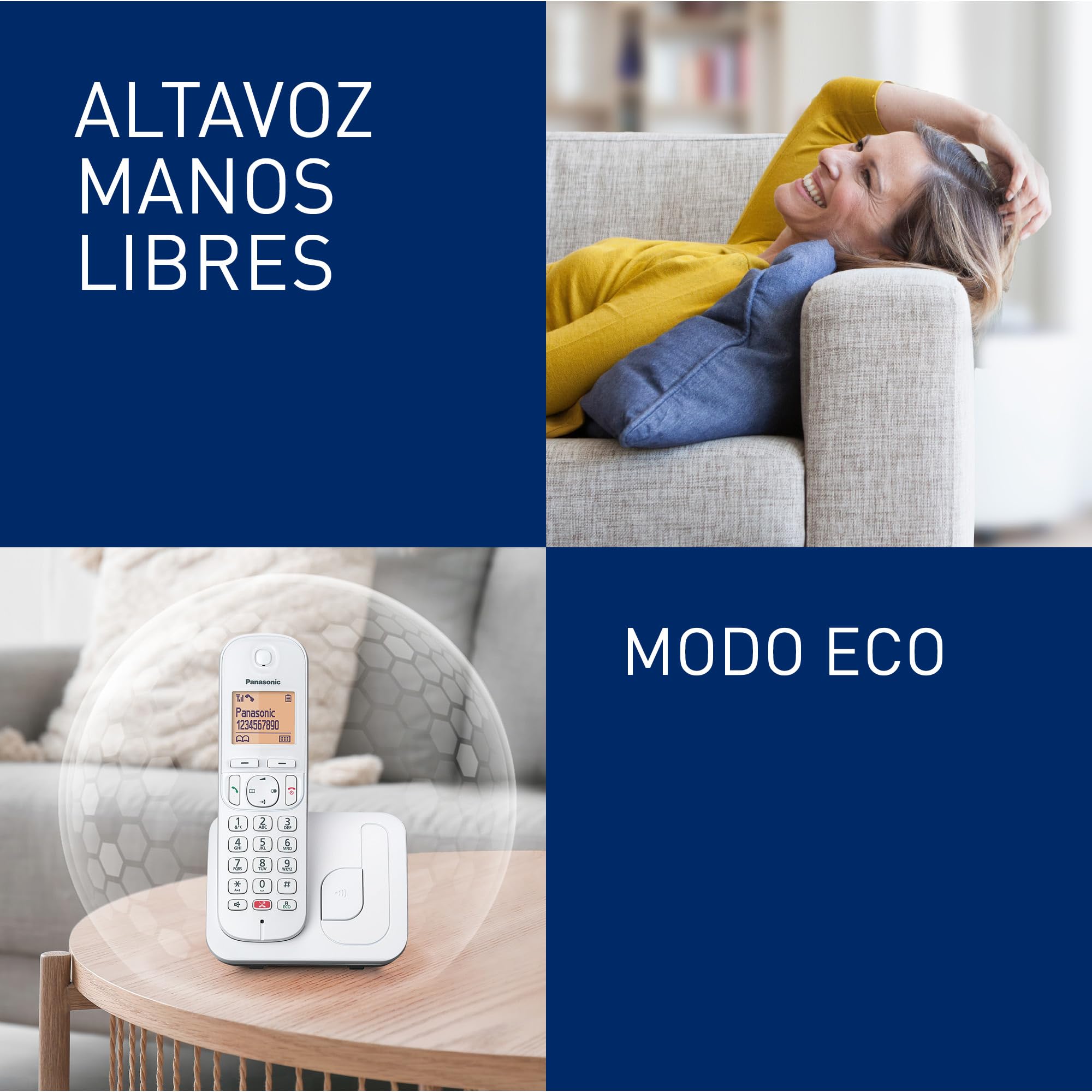 Panasonic KX-TGC250SPW Teléfono Inalámbrico Digital Para Personas Mayores Con Bloqueo De Llamadas, Pantalla Fácil De Leer, Altavoz Manos Libres, Reloj Despertador, Auricular Único, Blanco. — view 4