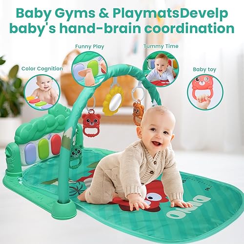 Miniatura 3 de Tapete de juego para bebé, gimnasio para bebé, centro de actividades, piano para bebés, luces musicales para niños y niñas, regalo para bebés recién