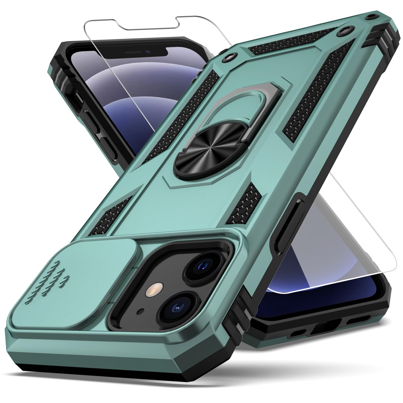 Dexnor Cover Magnetica per iPhone 13 Pro Max Cover Compatibile con MagSafe [Con pellicola protettiva a 360 ° e staffa],Heavy Duty Protezione Militare Grado Shockproof Cover protettiva - Nero