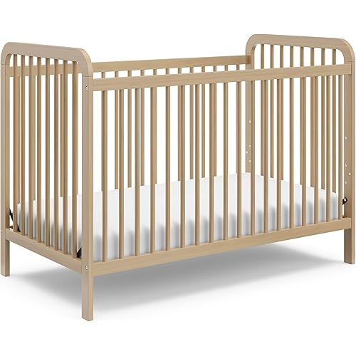 Storkcraft Pasadena Convertible Crib (Driftwood) – GREENGUARD Gold Certified, 100% Solid Wood, Fits Standard Crib Mattress, Converts to Toddler Bed and Daybed, 4 Adjustable Mattress Heights