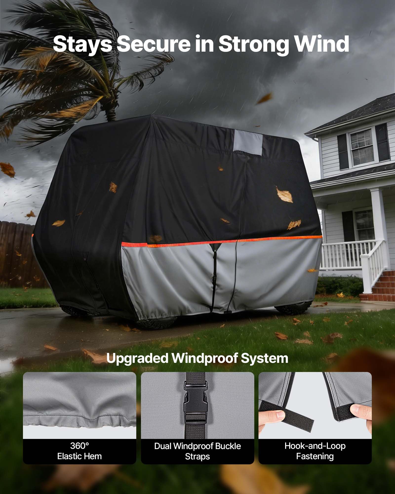 VEVOR Copertura di Protezione da Esterno per Carrello da Golf Copertura Completa con Tessuto Oxford 420D Impermeabile per Golf Cart da 2 o 4 Posti Compatibile con Yamaha EZGO Club Car Honda