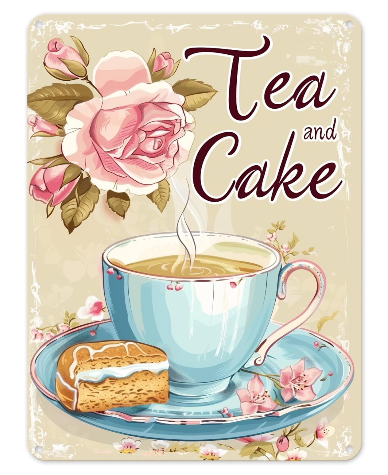 Shopagift Tea and Cake Metal Poster Wall Sign Man Cave Shed Bar Bedroom Home Kitchen - A3