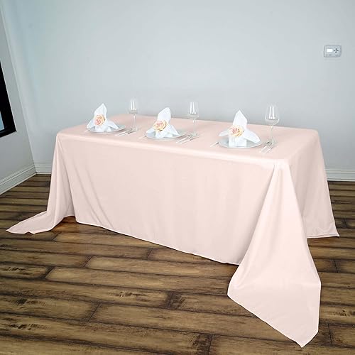 Miniatura 9 de Efavormart - Mantel rectangular de poliéster, 90 x 132 pulgadas, 90 x 132 pulgadas, color rosa polvoriento, para bodas, fiestas, restaurantes