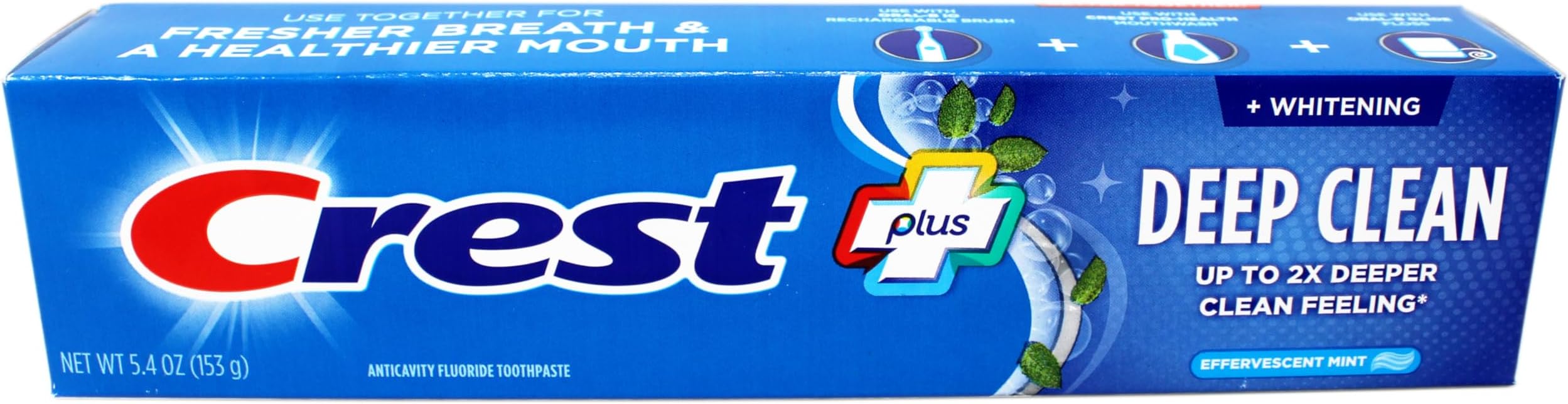 Plus Deep Clean Toothpaste Effervescent Mint Anticavity Fluoride Toothpaste Whitening Stain Removal 5.4 oz