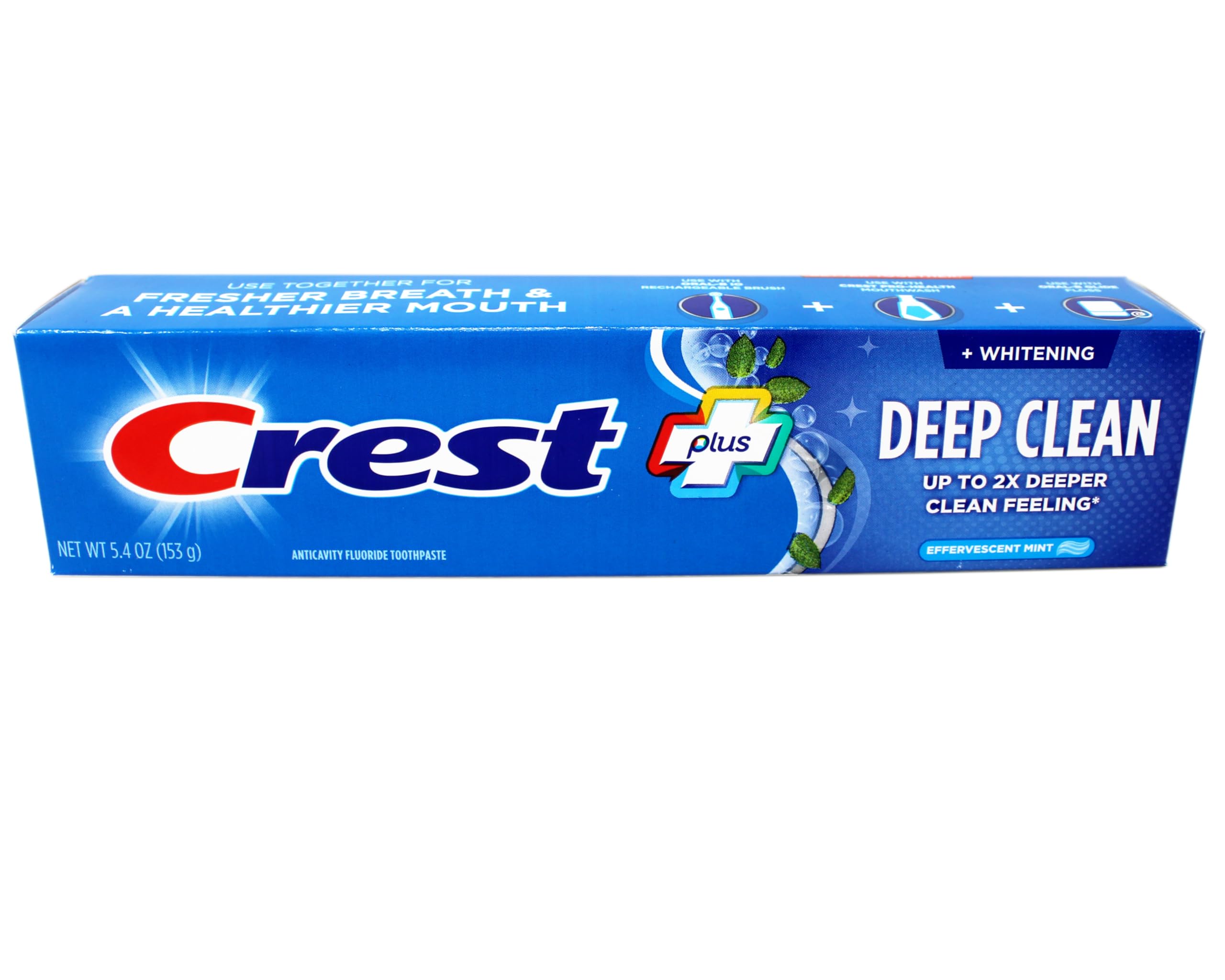 Crest Whitening Plus Deep Clean Toothpaste, Effervescent Mint, 5.4 OZ