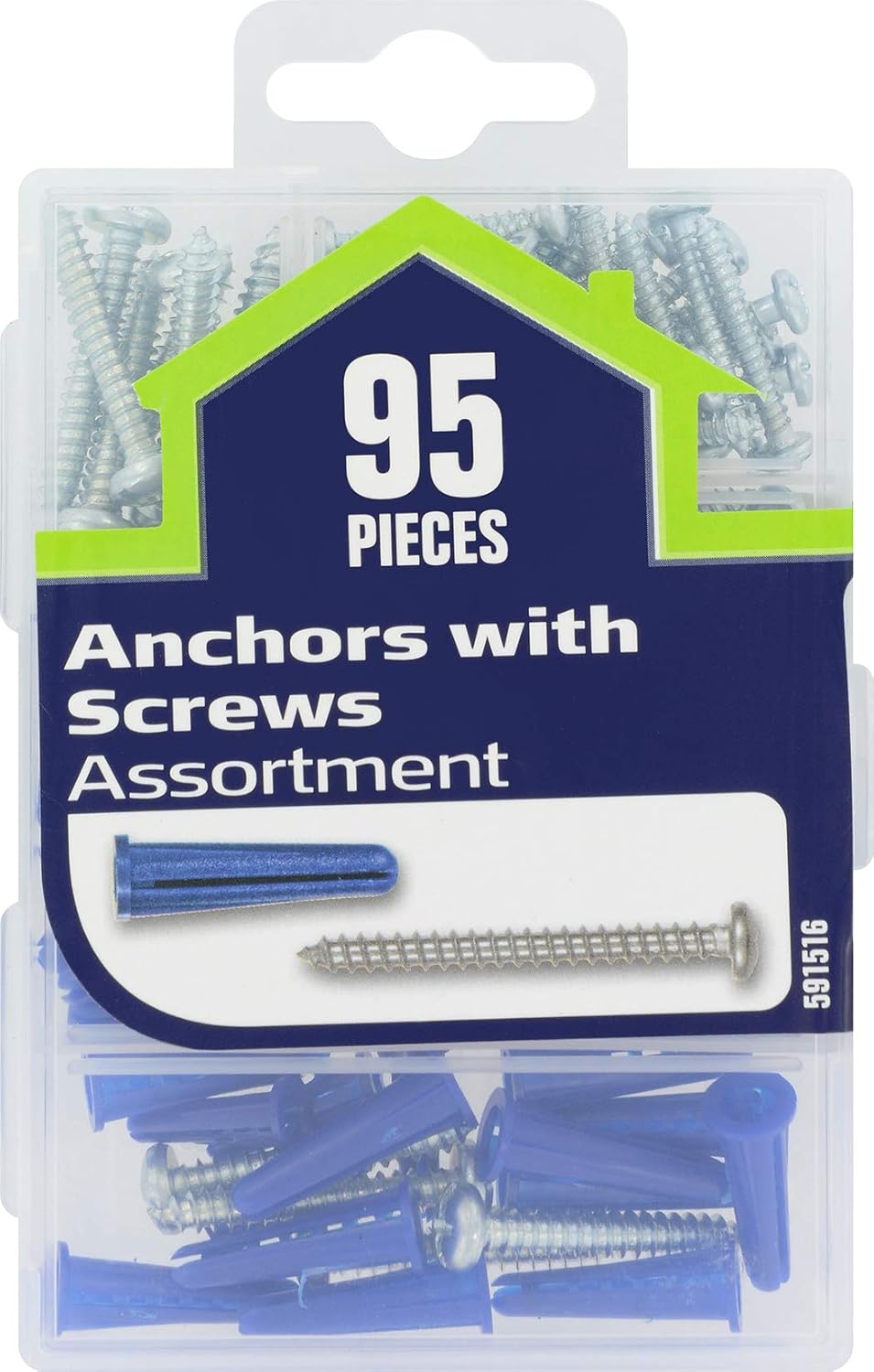 Hillman 591516 Small Anchors with Screws Assortment, 95-Pack