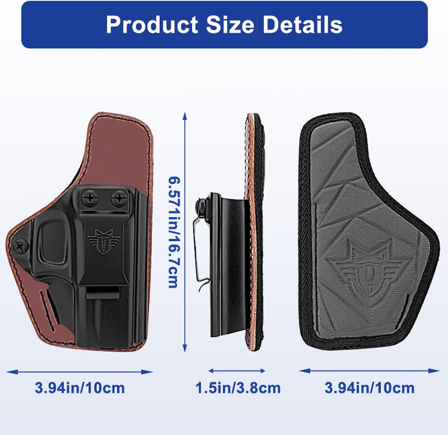 IWB Holster Custom Fits & Concealed Carry Compatible with G43 / G43X,Polymer Plastics and Leather Hybrid Holster,Red dot Compatible