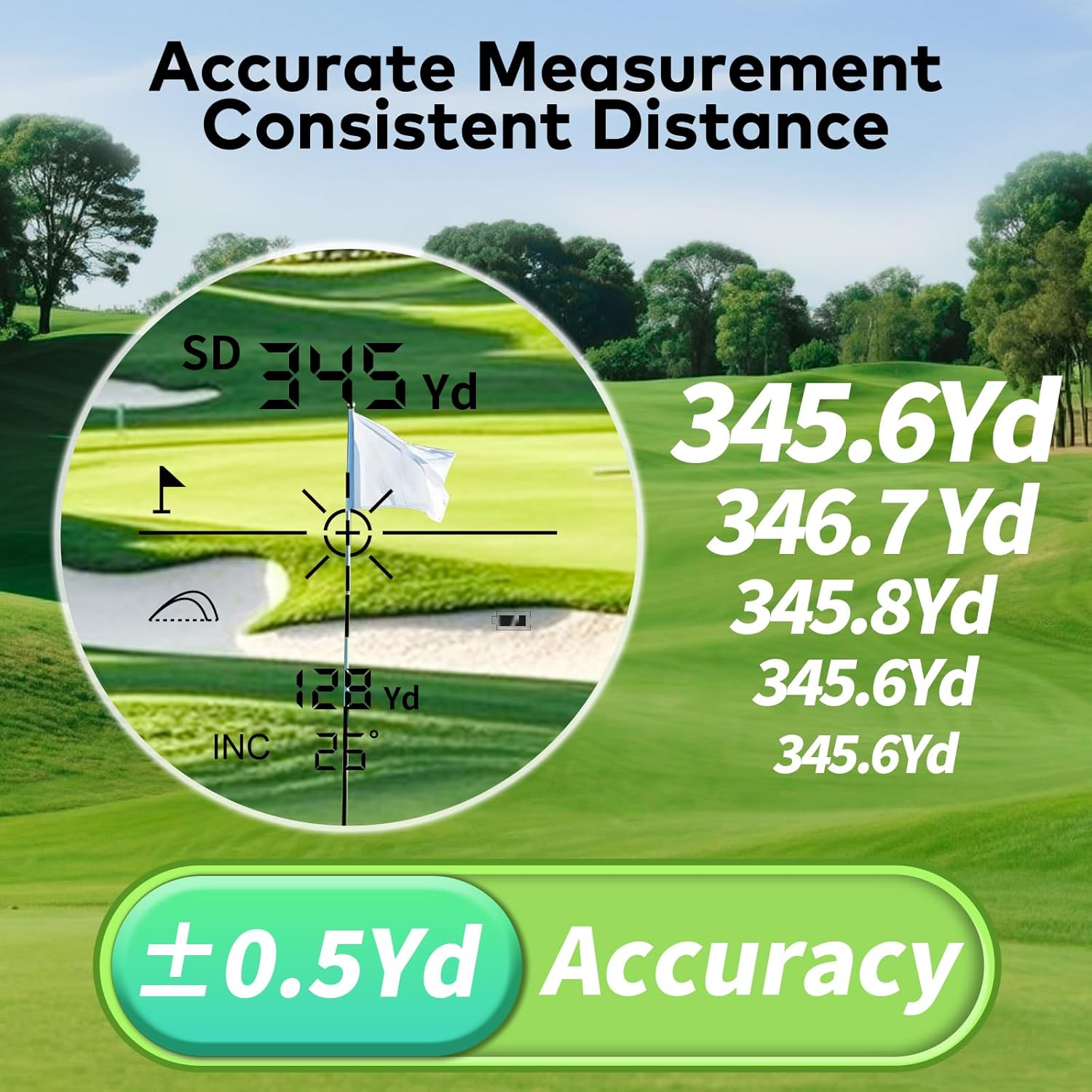 1200Yards Range Finder Golf with Slope, 7X Magnification Range Finder, Lightweight Portable Rechargeable Rangefinder, Flag Lock Vibration, Switch for Legal, Range Finders for Hunt/Golf Accessory - Image 3