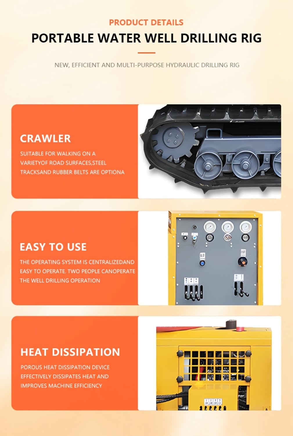 Portable tracked hydraulic automatic dual power water air drilling rig with customizable drilling depth and drill pipe for irrigation setups ranch water wells residential boreholes&geothermal installs