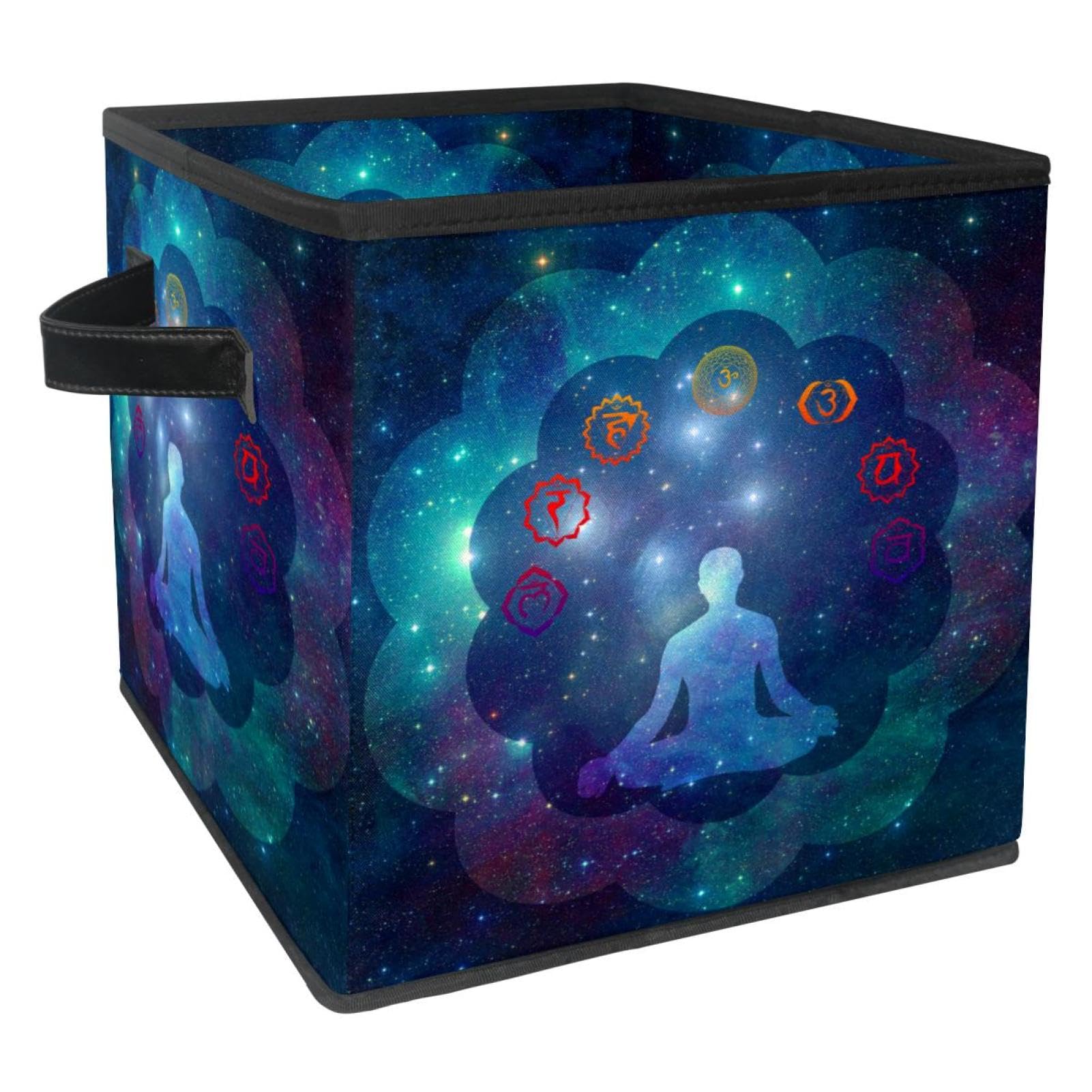 Panier de rangement cube pliable en tissu rigide avec poignées pour livres