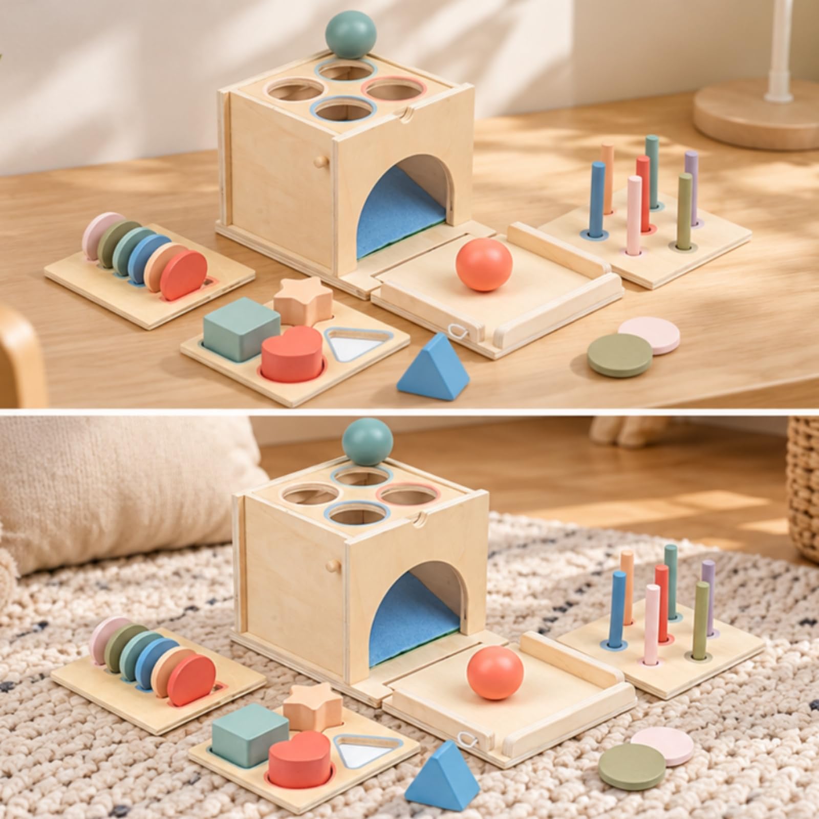 Scatola Attività 4 in Singolo l'apprendimento Precoce ideale Regalo Gioco di Motricità Fine Tavole Intercambiabili senza Schermi