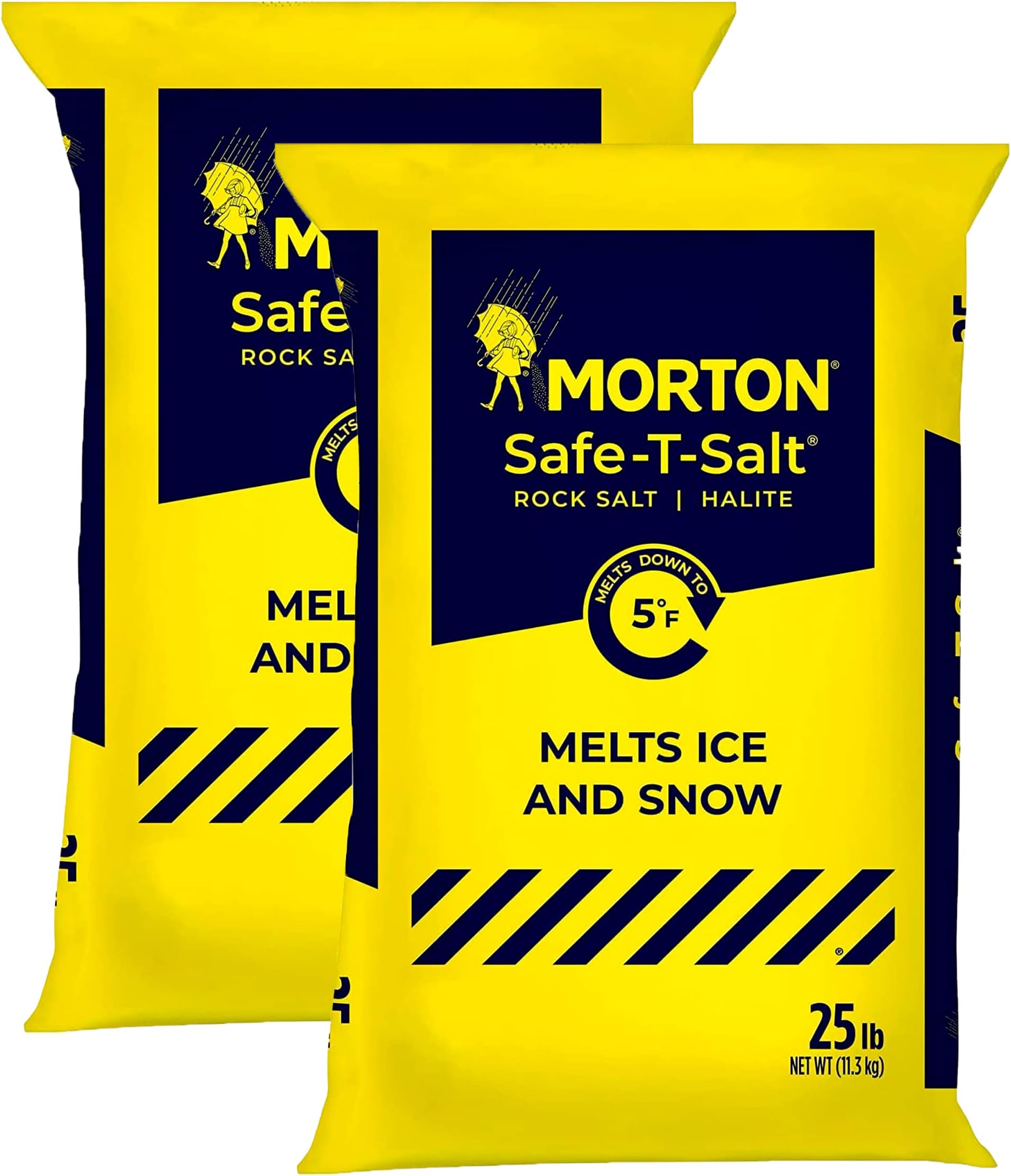 Morton Ice Melter Rock SafeTSalt, Melts Ice and Snow, 25 lb (2 Pack) Patio