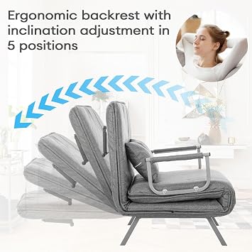 Folding Sofa Bed 3-in-1 Chair Convertible Adjustable Folding Sleeper Sofas Beds with Back Upholstered Seat Single Flip Chair Leisure Floor Couch for Small Space Apartments