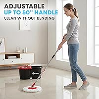 Vista 5 de SIMPLI-Magic Trapeador giratorio de 360° y cubo con escurridor - 3 cabezales lavables de microfibra de alta absorción - Juego de trapeador giratorio