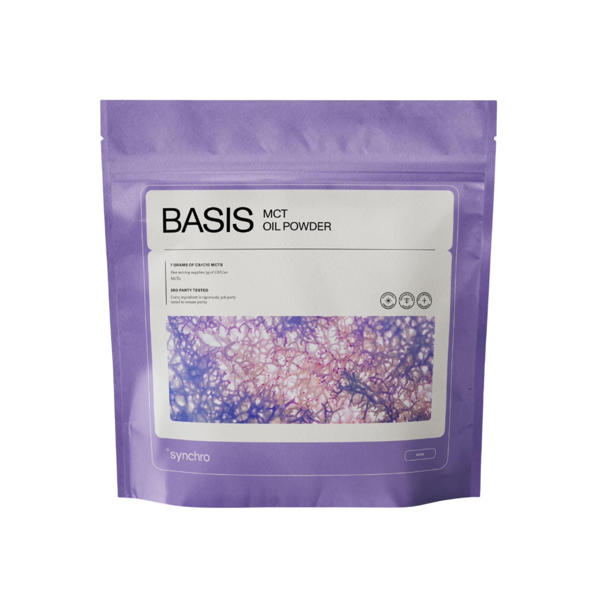 Synchro - Ketobasis MCT Oil Powder, Coconut-Derived Brain and Body Energy Drink, Brain Supplement with Caprylic Acid, Alternative to Caffeine