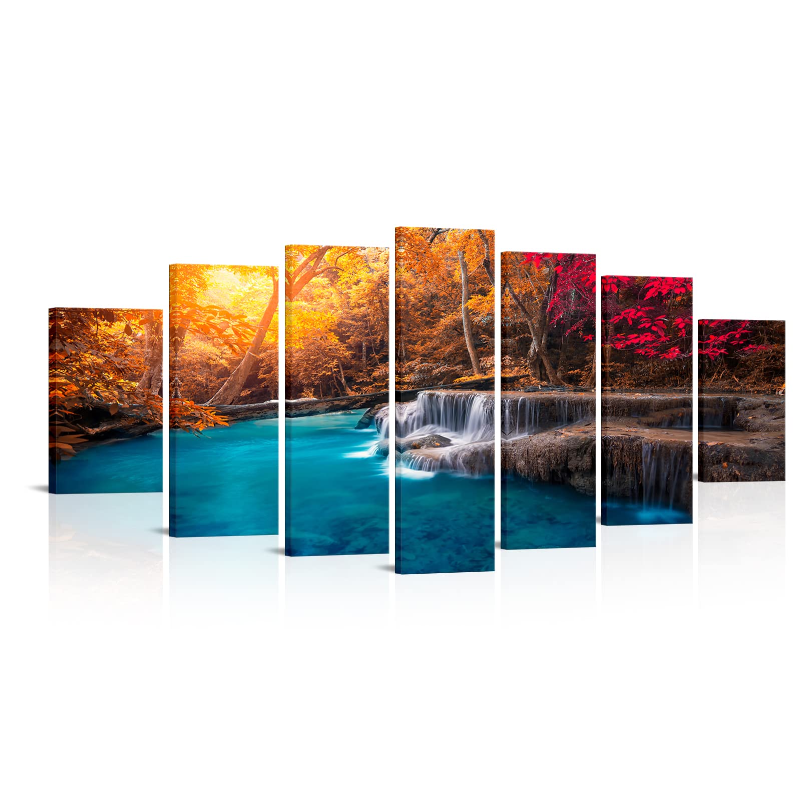 Yxbhhym - Lona Decorativo Para Pared, Diseño De Cascada, Color Negro, Blanco Y Rojo, Diseño De árbol Rojo, Póster De Paisaje Enmarcado, Pintura De Paisaje Del Bosque Natural, Para Sala De Estar