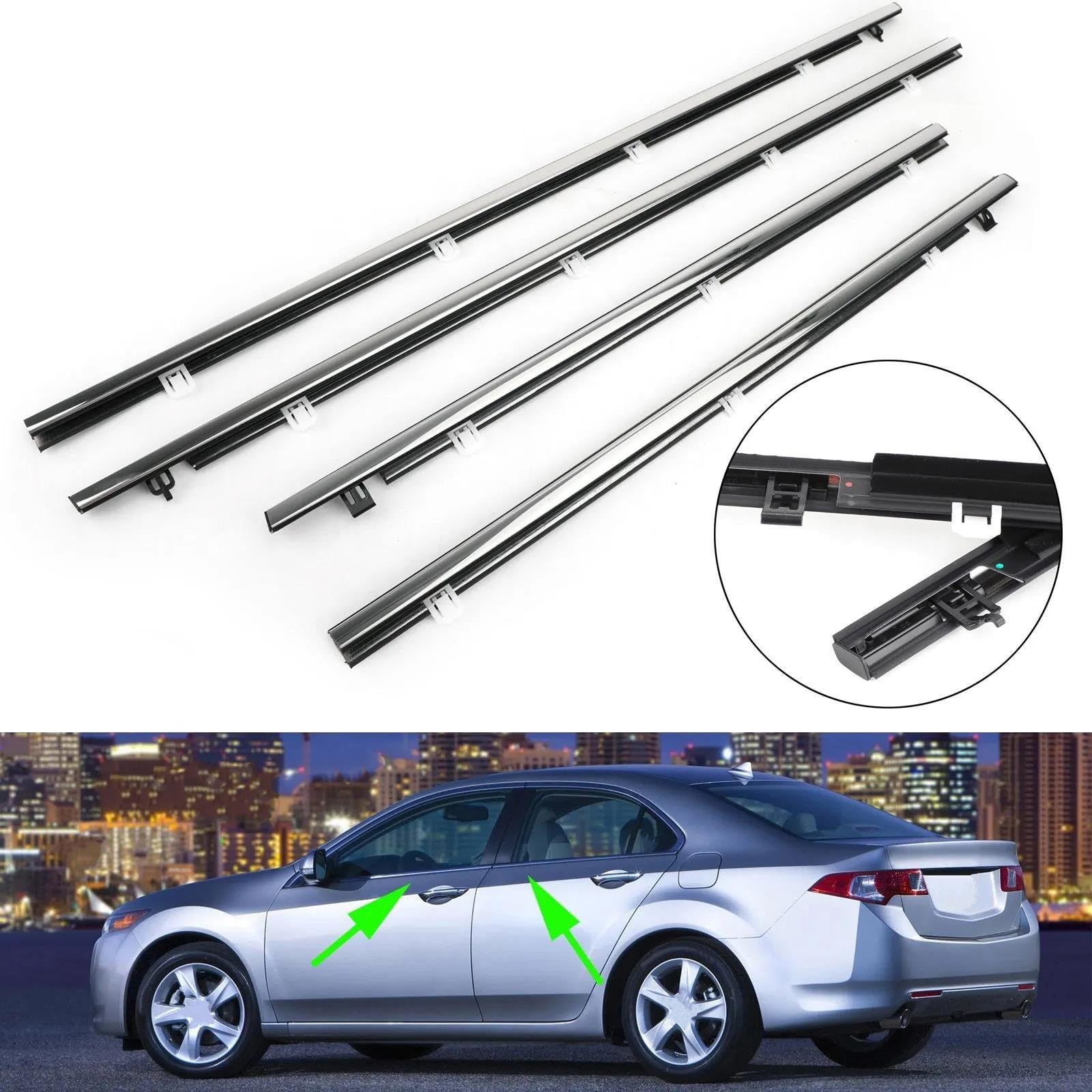 4-częściowy zestaw zewnętrznych listew uszczelniających do okien Acura TSX (2009-2014)