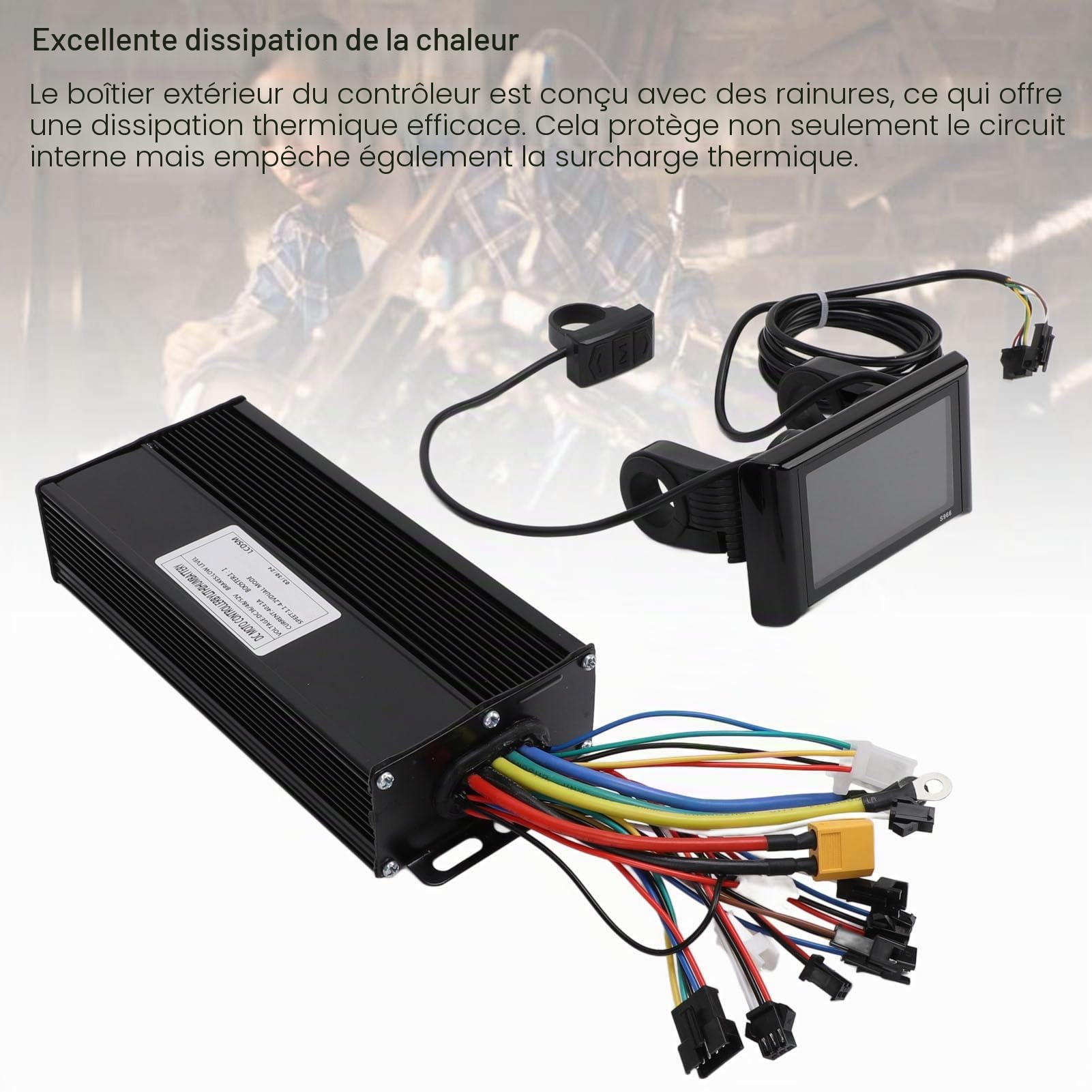 BuyWeek Kit de Contrôleur de Moteur sans Balais de Vélo Électrique, 36V 48V 52V 1500W 2000W 40A 3 Mode Contrôleur d'onde Sinusoidale avec Panneau d'Affichage LCD Couleur S966