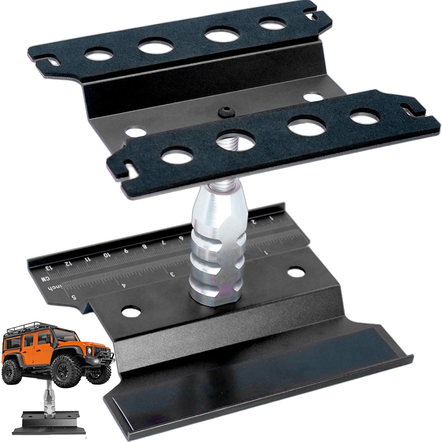 RC Car Repair Work Stand Lift Lower Adjustable Workstation Aluminum 360 Degree Rotation for 1/8 1/10 1/12 RC Car Traxxas Slash TRX4 Arrma Axial SCX10 Losi Redcat Wltoys RC Crawler Monster Truck Buggy