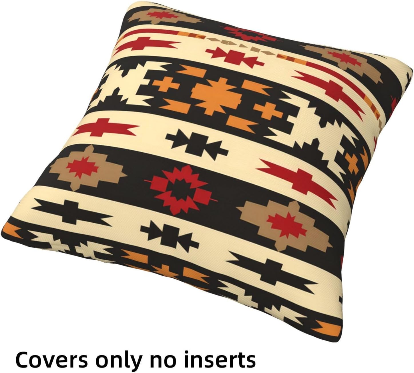 HOSTECCO Aztec Throw Pillow Covers 18x18 inch Set of 4 Ethnic Tribal Pillow Cases Mexican Decorative Cushion Covers for Sofa Couch