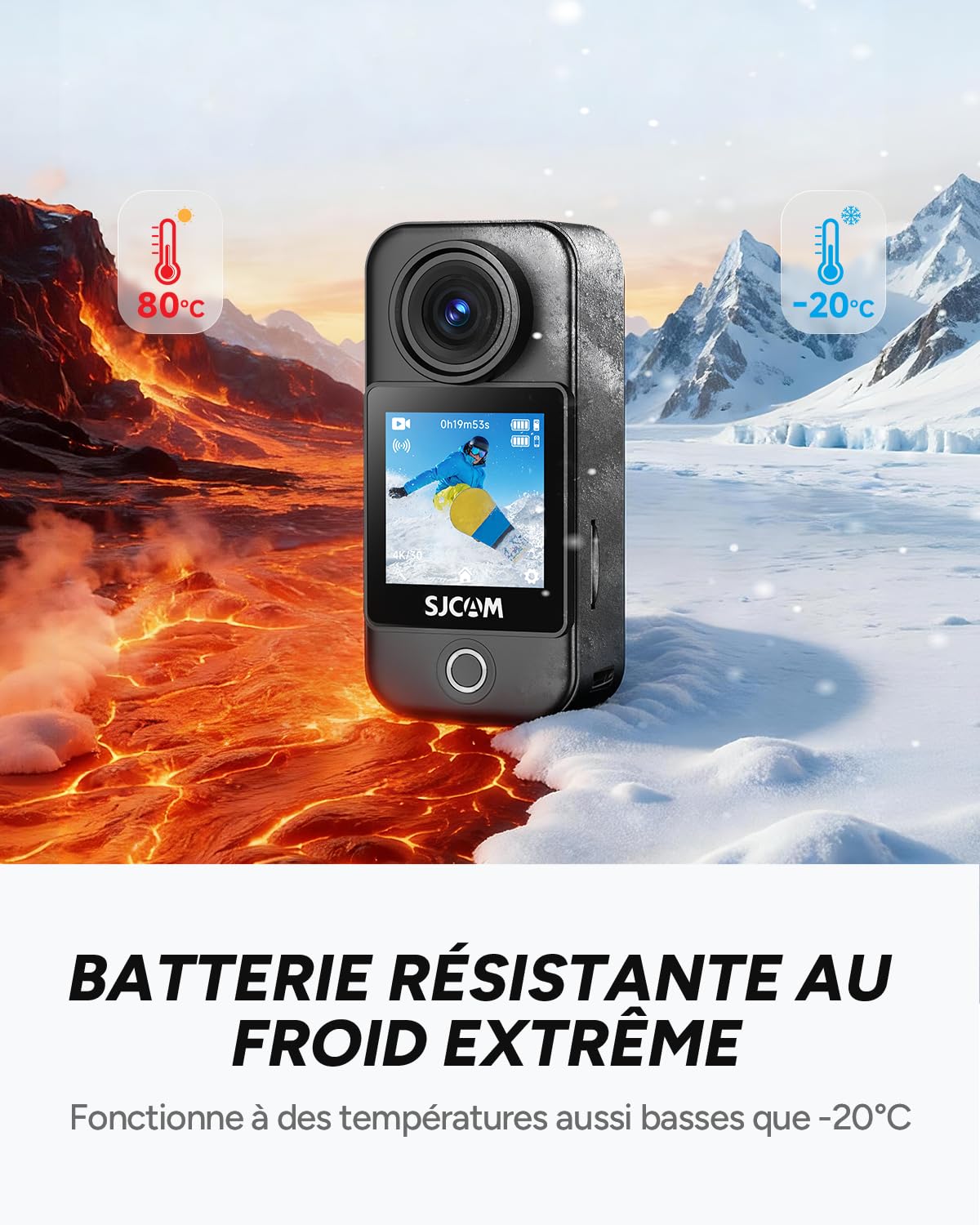 SJCAM C400 Pocket Bundle POV(sans Carte),Camera Vlog 4K,Caméra Sport Écran Tactile,Enregistrement 172 Minutes,Stabilisation 6 Axes,Étanche,idéale pour Vlog,Voyages et promenades,Noir - 4