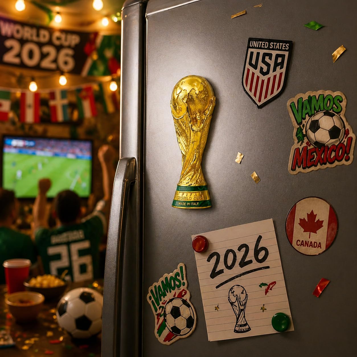 Calamita Ufficiale FIFA Coppa del Mondo 2026 – Replica 2.5D Trofeo 70 mm, Lega di Zinco, Souvenir Esclusivo per Frigorifero, Ufficio & Superfici Metalliche, FIFA World Cup 2026 Official Gift