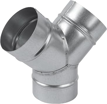 45 Degree 4 x 4 x 4 Inch Y Shape Duct Splitter - Metal 3 Way Connector 4 Duct Hose - Galvanized steel Dust Collection Fittings - HVAC 4 Inch Duct Adapter For Air Supply, Exhaust Ventilation