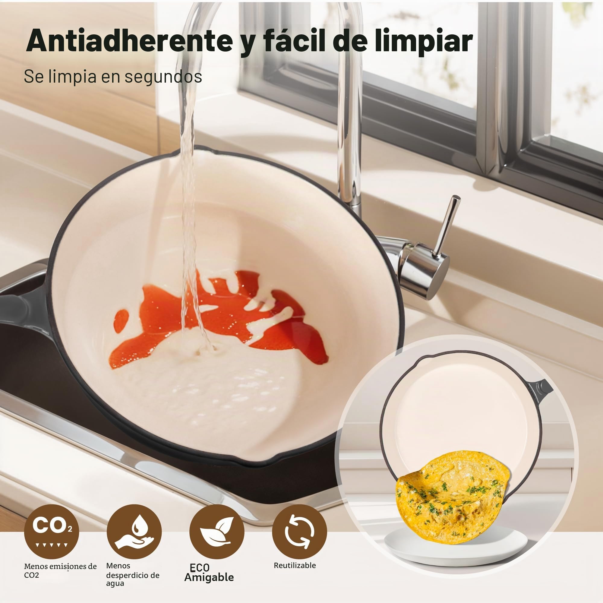 Kitchen Academy, olla de hierro fundido, juego de 7 piezas con hornos holandeses, ollas de hierro fundido esmaltadas, sartén para salsas, sartén, 3 tapas, juego de horno holandés, juego de ollas y