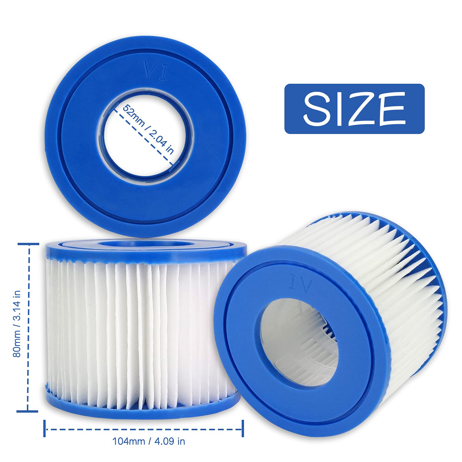 Ersatzfilter für Bestway Filterpatrone VI für Lay-Z-Spa, SaluSpa 90352E, Filter Ersetzt die Originalkartusche für Whirlpool, Miami, Vegas, Monaco, Madeira, 2 Filters