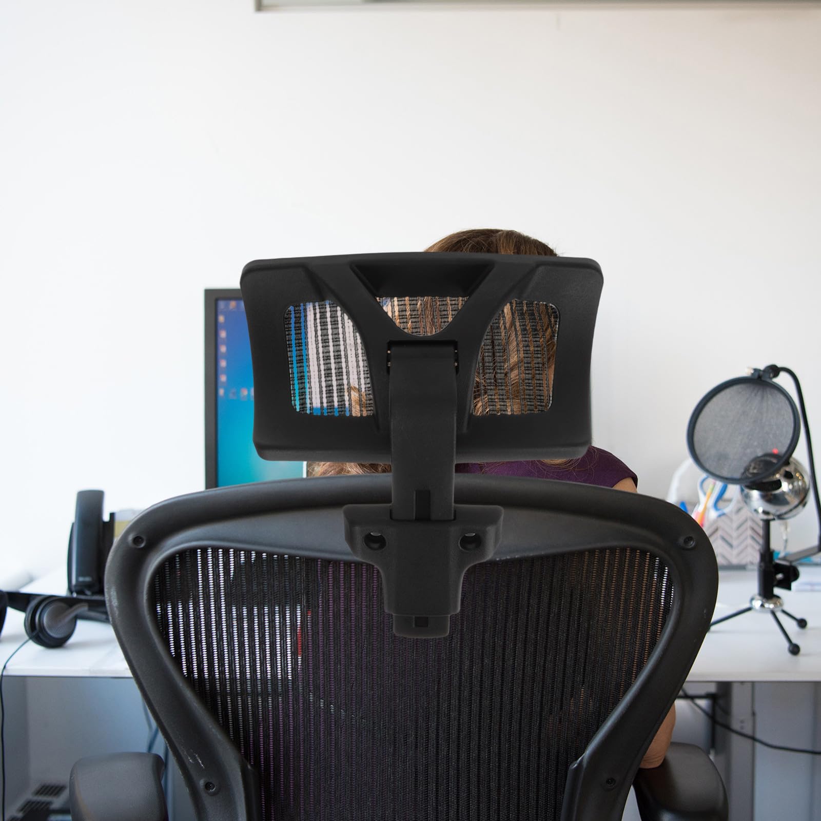 PRETYZOOM Reposacabezas para Silla de Oficina Ajustable en Elevación Cojín Ergonómico de Malla y Estructura Giratoria para Mayor Comodidad Hogar y Oficina