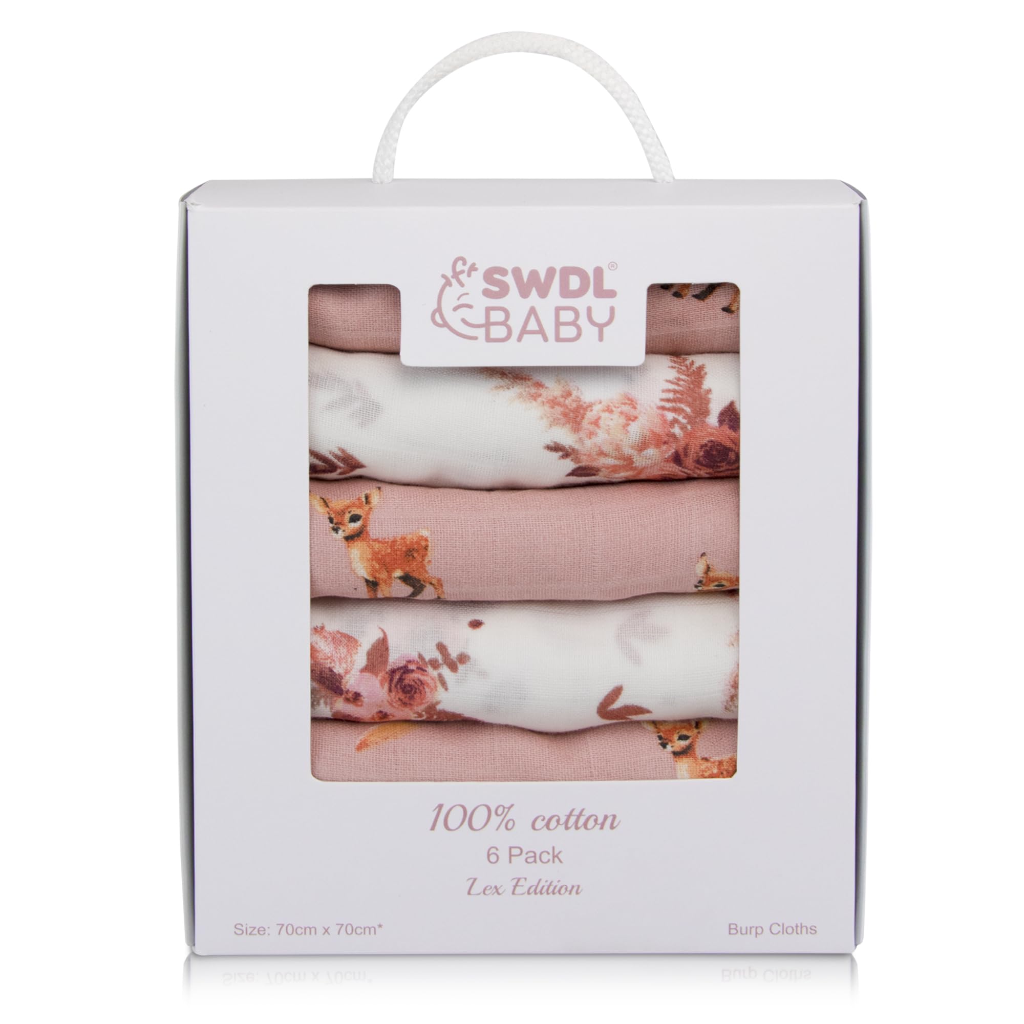 Large Baby Muslin Cloths - 100% Cotton Muslin Squares (Pack of 6, 70 x 70 cm), Lex Edition Baby Muslins, 70cm x 70cm