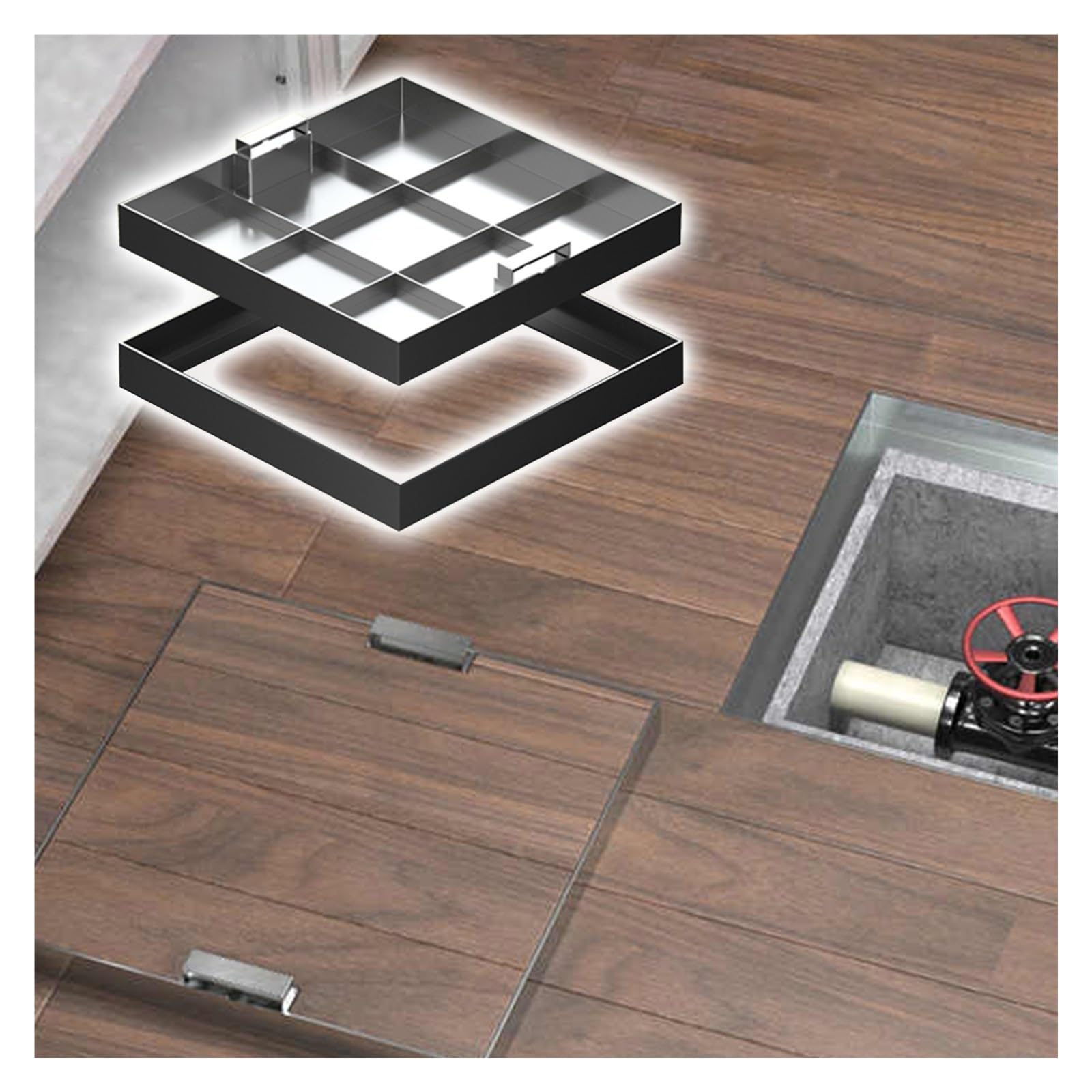 Couvercle de trou d'égout invisible pour terrasse et jardin avec poignée rétractable intégrée