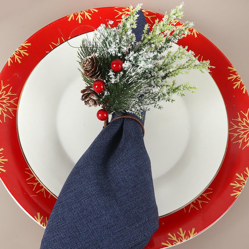 Rond De Serviette Élégant Lot de 60 Ronds De Serviette en Cèdre Rouge Et Pomme De Pin Disponibles en Plusieurs Couleurs pour Mariages Fêtes Réunions Famille Anniversaires Et Fêtes d'anniversaire