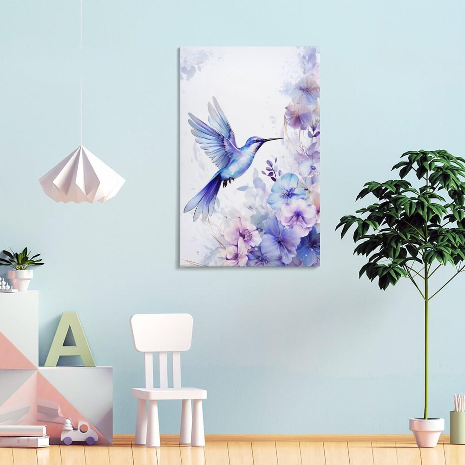Canvbay 3 Pezzi Quadri Su Tela - Colibrì Con Fiori, 30x40 Cm, Decorazione Floreale Per Camera Da Letto E Soggiorno - 2