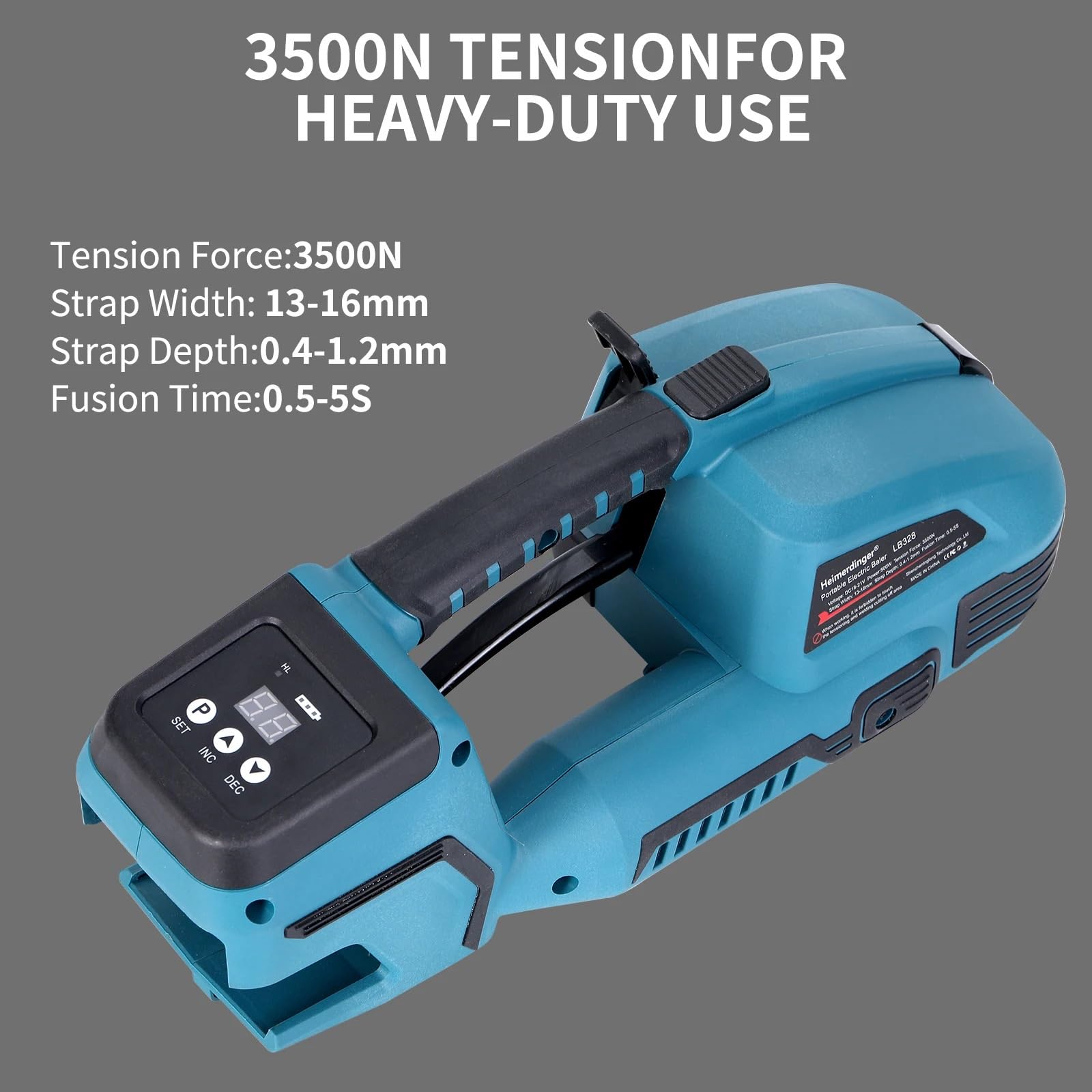 Reggiatrice da 18 V, PET/PP da 13-16 mm, display digitale, saldatura con un solo pulsante, pressa per balle automatica portatile, senza batteria