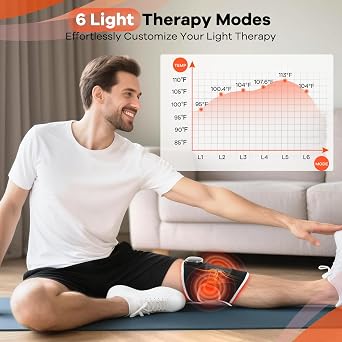 AFFLAT Red Light Therapy and Vibration Massage Knee Brace, 660nm & 850nm Near Infrared Light, Rechargeable Wireless Controller, for Knee/Shoulder/Joint/Elbow