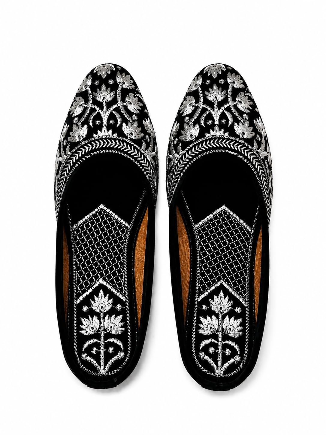 Women's Black Velvet Embroidered Jutti | Floral Punjabi Mojari | Comfortable Ethnic Flats for Women-image-43