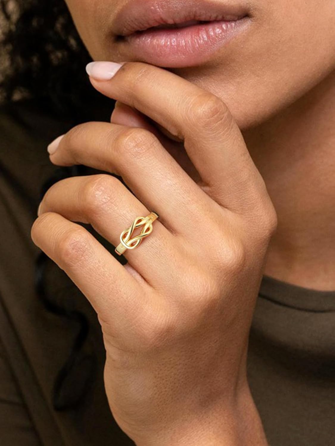 ChicSilver Gold Plated Promise Ring 925 Sterling Silver Gold Plated Rings Love Knot Ring for Womens Promise Ring - Image 2