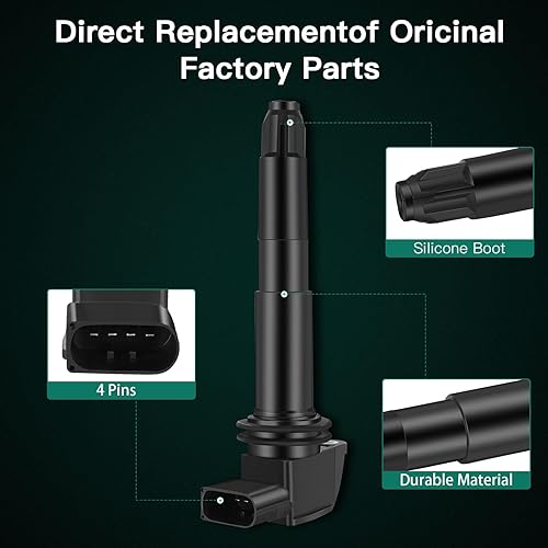 Miniatura 4 de SCITOO 8 bobinas de encendido con 8 bujías de iridio para Porsche 2003 2004 Cayenne V8 4.5L UF-563 5C1438 E1013