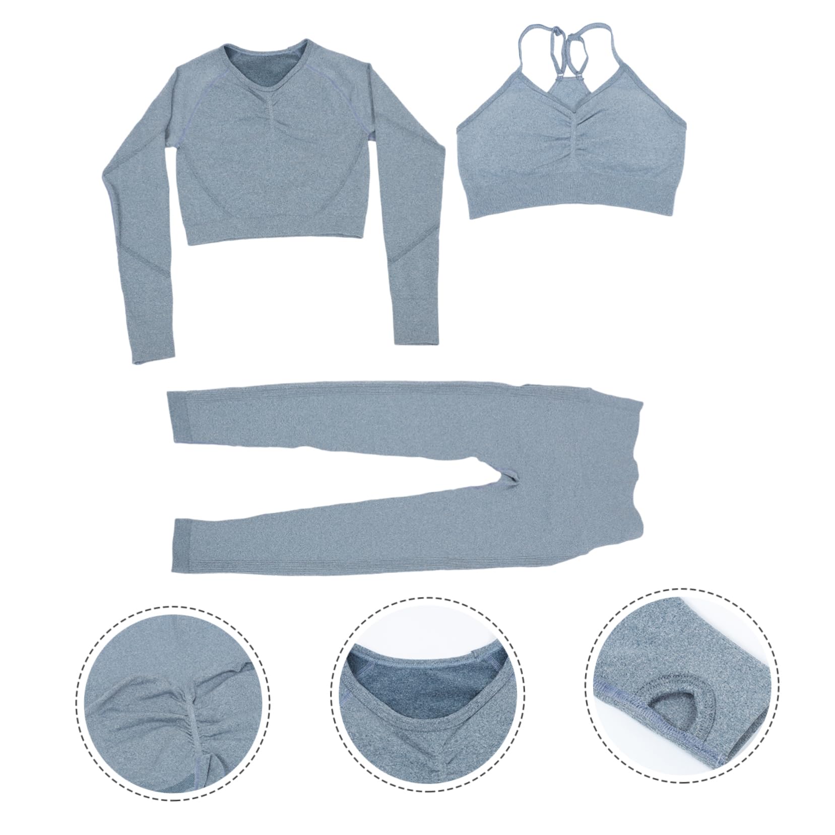 CALLARON Completo Yoga Donna Senza Cuciture, Vita Alta, Maniche Lunghe, Elasticizzato, per Yoga e Ciclismo, Blu