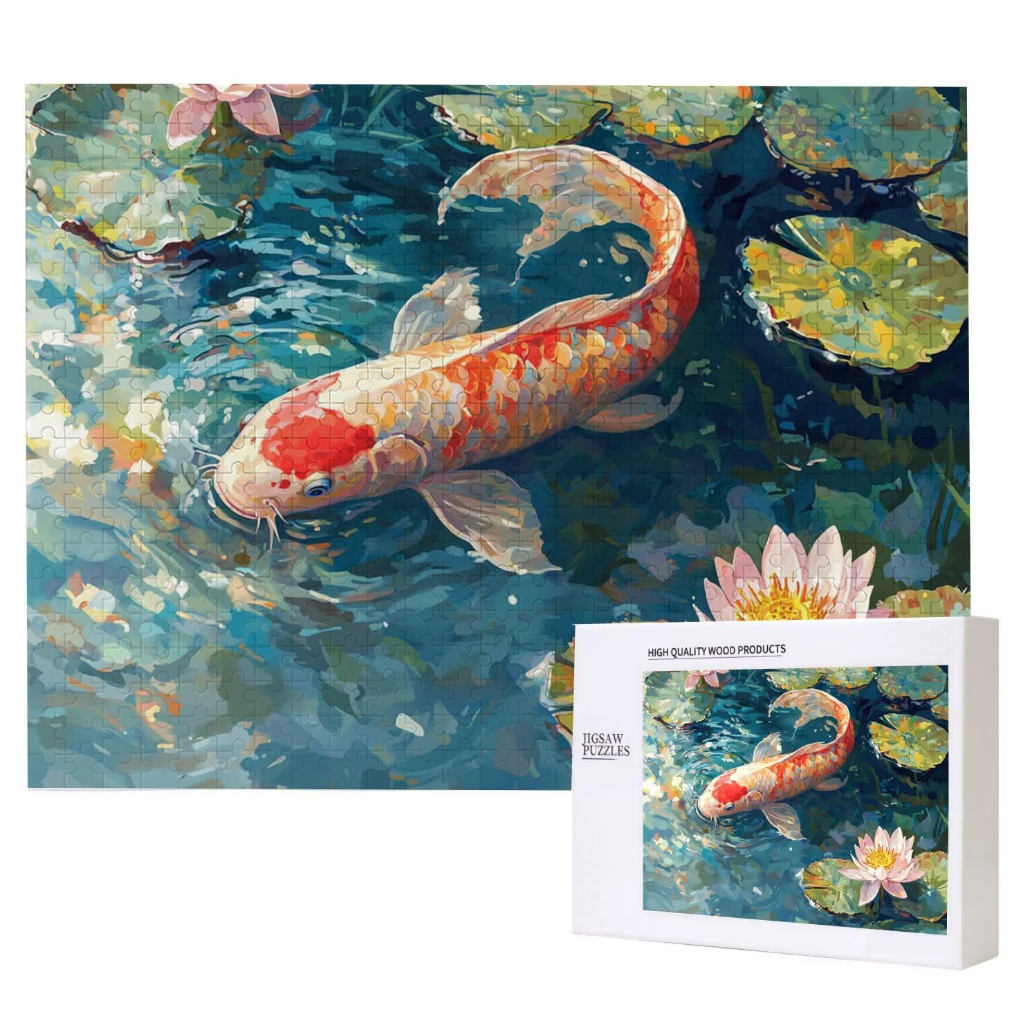 Puzzle dla dorosłych, 5000 sztuk, trudne drewniane puzzle, gra, gra logiczna, gra ręczna, dekoracja rodzinna, kreatywna rozrywka, prezent 105 x 156 cm ryba lotus K0F-912