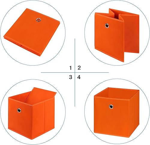Miniatura 6 de Contenedores de almacenamiento de tela negra, cubos de almacenamiento plegables de tela de 11 pulgadas, canastas organizadoras con asas dobles para