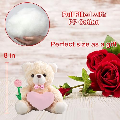 Miniatura 3 de Oso de peluche personalizado con foto y texto personalizado en el corazón, oso de peluche de San Valentín con lazo y rosa como regalo Im Sorry para