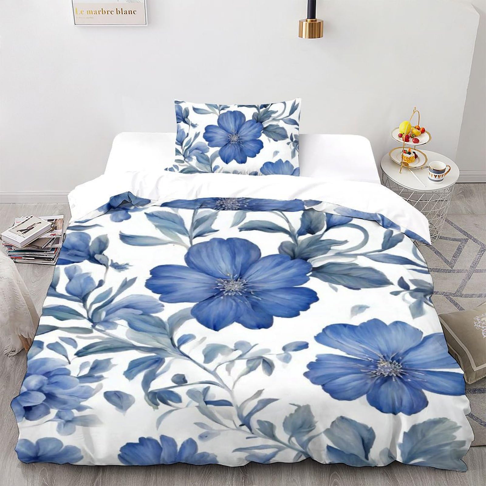 Taie d'oreiller et housse de couette fleurs herbe impression 3D coton single