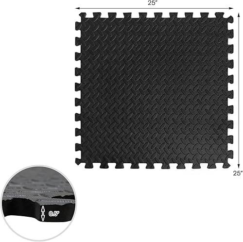 Miniatura 6 de Tangkula Alfombrillas de ejercicio de 12 azulejos con borde, tapetes protectores de espuma EVA antideslizantes, tapetes elásticos de juego de