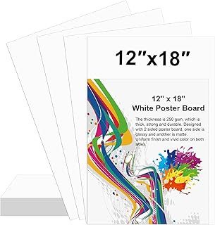 18 Pcs 12" x 18" Poster Board White Poster Board Paper Bulk 250 GSM Thickness Vision Boards Smart PosterBoard for Drawing School Arts Craft Projects Presentations Scrapbooking Blank Graphic Display