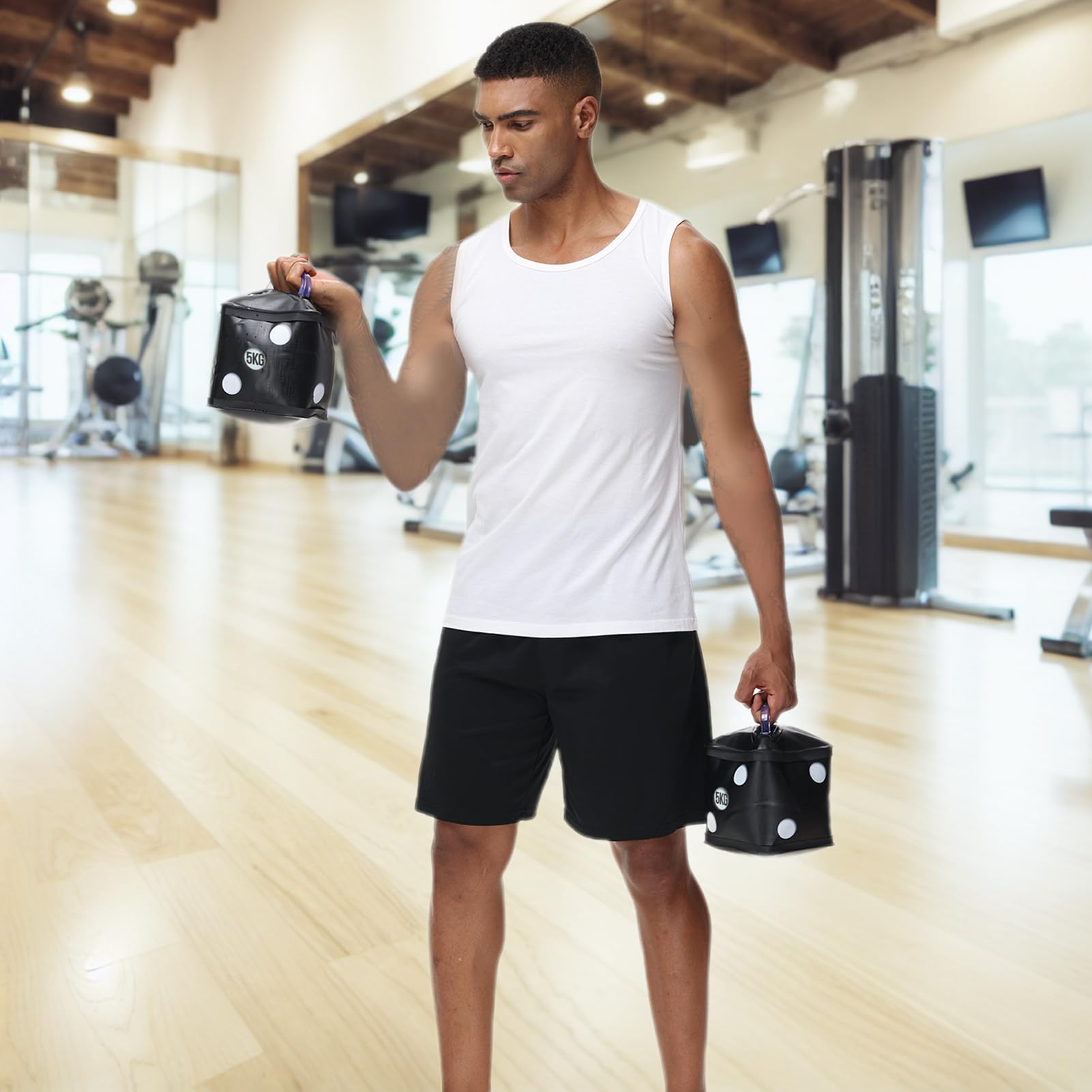Przenośne hantle podróżne, zestaw hantli wypełnionych wodą, składane i regulowane hantle 10 kg/para, przenośny sprzęt fitness, do treningu podstawowego, treningu siłowego